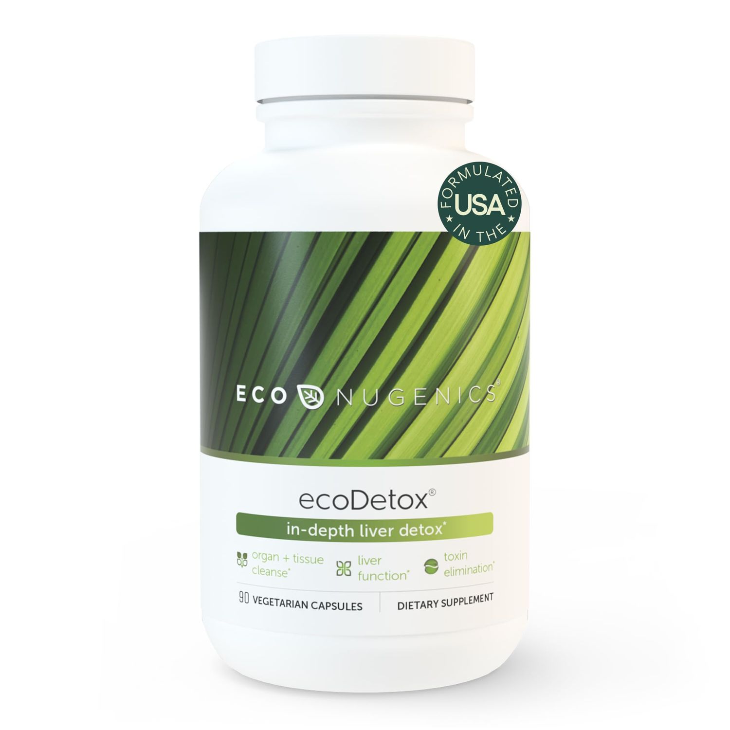 EcoNugenics ecoDetox Supplement for Liver Detox Total Body Cleanse - Helps Enhance Digestive Health Energy - Formulation wMilk Thistle, Vitamin B12, Magnesium More - 90 Capsules