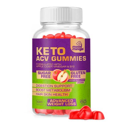 Keto ACV Gummies for Advanced Weight Loss - Gluten Sugar-Free Apple Cider Vinegar Rapid Fat Burner Diet Supplement for Women Men - 60 Gummies 1000MG