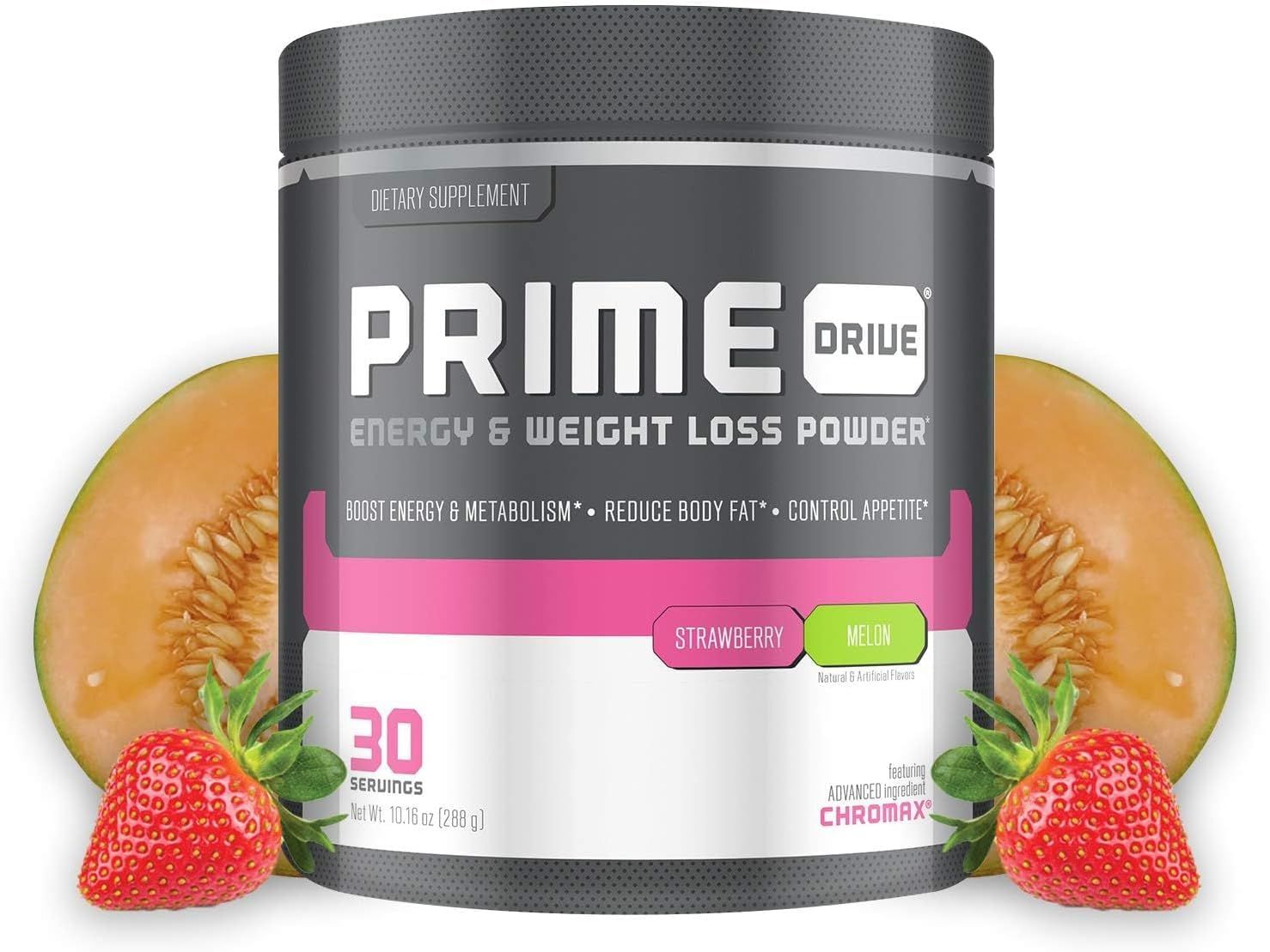 Prime Drive Energy Strawberry Melon Pre Workout Energy Drink Powder, Provides Extreme Energy, Focus and Intensity, Boosts Metabolism 10.2oz 30 Servings