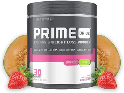 Prime Drive Energy Strawberry Melon Pre Workout Energy Drink Powder, Provides Extreme Energy, Focus and Intensity, Boosts Metabolism 10.2oz 30 Servings