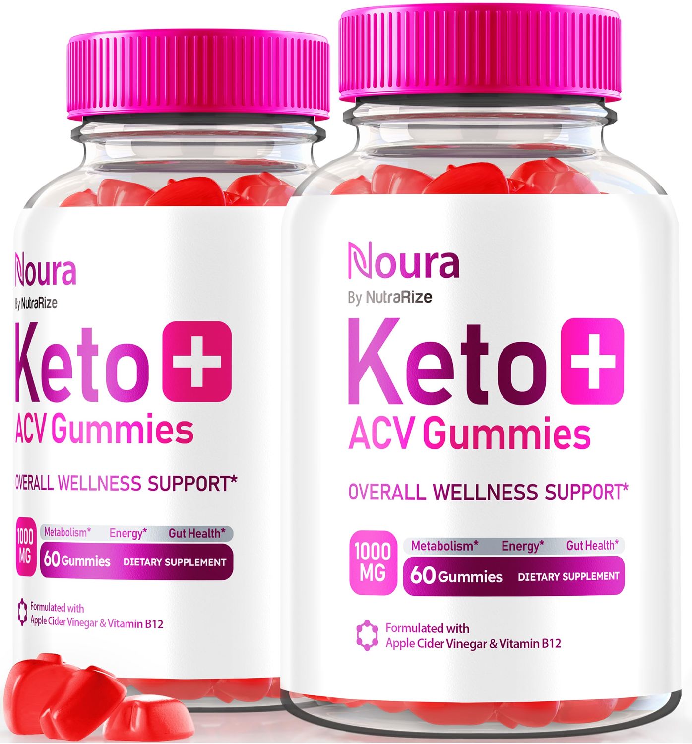 NutraRize Pack of 2 Noura Keto ACV Gummies, Official Keto Supplement, All Natural Keto Plus ACV, Apple Cider Vinegar Keto Reviews 120 Gummies