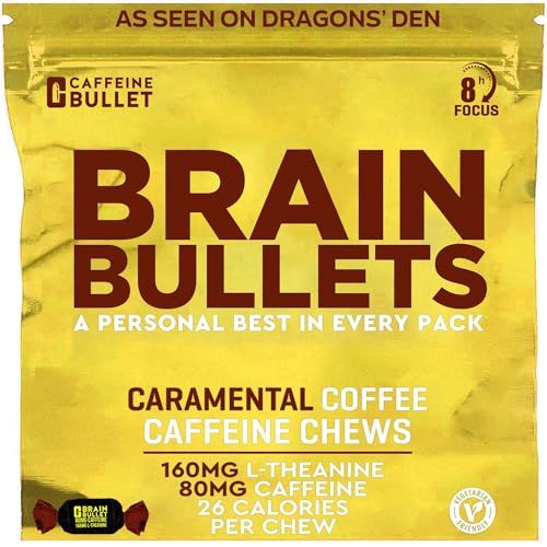 80mg Caffeine 160mg L-Theanine Focus Enhancing Energy Chews 16 Servings - Neuroscience Backed Nootropic Stack, Mental Acuity Cognitive Support Caramel Frappe Flavor Brain Bullet