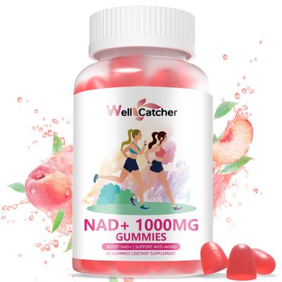 NAD Gummies Supplement for Women 1000MG - NAD Plus Gummies for Men Sugar Free Vitamin B3 Niacinamide Pure Organic Boosts NAD Level Anti-Aging Cell Regeneration Energy Brain Peach Flavor 60C