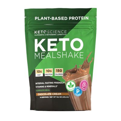 Keto Science Plant Based Protein, Keto Meal Shake, Rich in Vitamins Minerals, Complete Meal Replacement, Pea Protein for Women Men, Chocolate Cream, 14 Servings