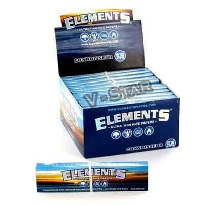 Elements Rolling Paper Connoisseur King Size Slim 33 leaves Unflavored pack of 24 tips