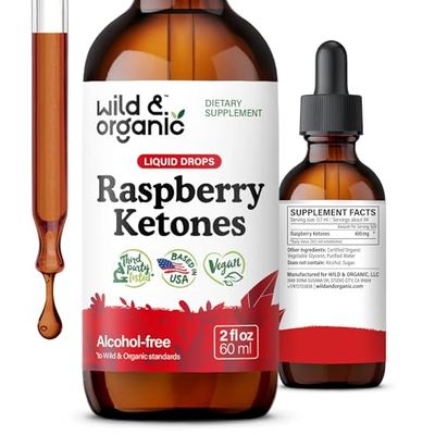 Wild Organic Raspberry Ketones Extract Tincture - Liquid Raspberry Ketones Supplement - 2-Month Supply - Vegan, Sugar Alcohol-Free - 2 fl oz