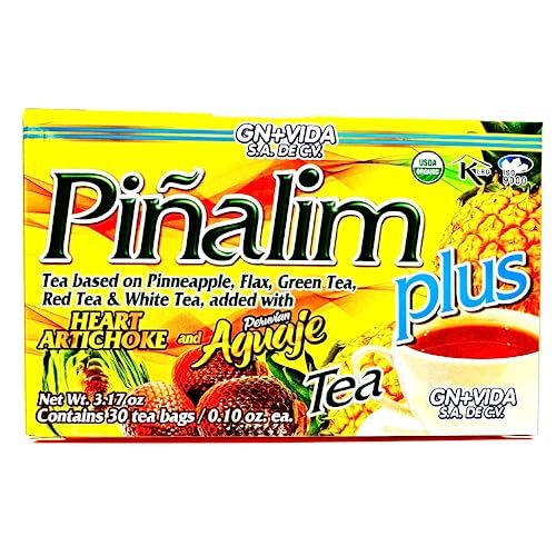 Pinalim Plus Tea Enhanced with Aguaje Peruano and Artichoke Heart la formula Original de Pinalim Mas Aguaje y Corazon de Alcachofa Mas Fuerte Healthy Cleansing Formula, Caffeine Free 30 Ct.