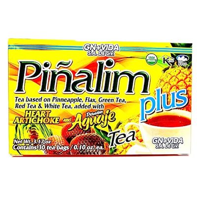 Pinalim Plus Tea Enhanced with Aguaje Peruano and Artichoke Heart la formula Original de Pinalim Mas Aguaje y Corazon de Alcachofa Mas Fuerte Healthy Cleansing Formula, Caffeine Free 30 Ct.