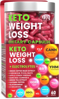 Keto Weight Loss Diet Pills, Natural Appetite Suppressant, Fat Burner for Women and Men with Apple Cider, Green Coffee Bean Extract, Curb Cravings Hunger, Metabolism Booster Supplement - 60 Capsules