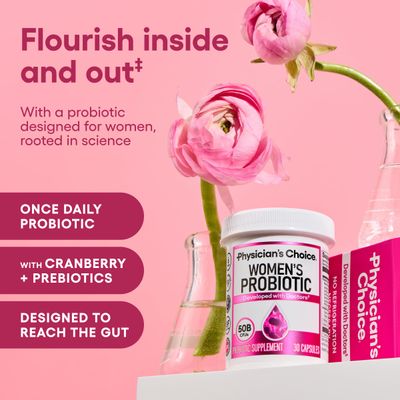Physicians Choice Probiotics - PH Balance, Digestive, UT, Feminine Health - 50 Billion CFU - 6 Unique Strains for Women - Organic Prebiotics, Cranberry Extract - Probiotic - 60 CT