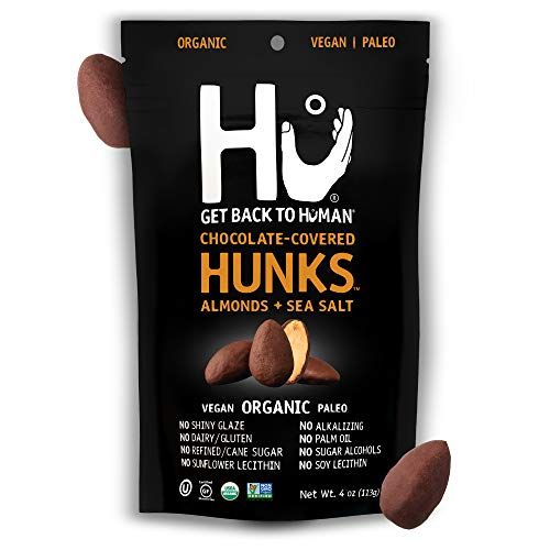 Hu Hunks Vegan Chocolate Covered Almonds With Sea Salt 2 Pack Non-GMO, Gluten Free, Paleo, Organic Dark Chocolate