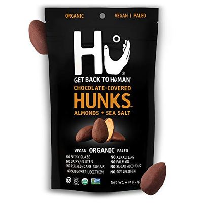 Hu Hunks Vegan Chocolate Covered Almonds With Sea Salt 2 Pack Non-GMO, Gluten Free, Paleo, Organic Dark Chocolate