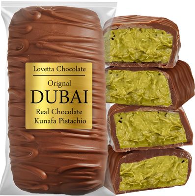 Dubai Chocolate Bar Pistachio Knafeh - Luxury Rich Milk Chocolate, Individually Wrapped Fresh, Premium Pistachio Cream Katafi Filling 1 Pack