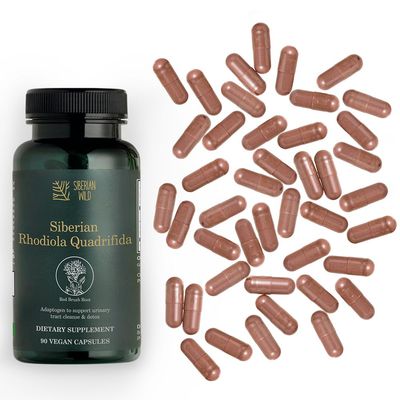 Siberian Wild Rhodiola Quadrifida 350mg - 90-Count Rhodiola Capsules - Siberian Rhodiola Supplement for Natural Cleanse - Stress Relief and Energy Support - Natural Red Bush Rhodiola