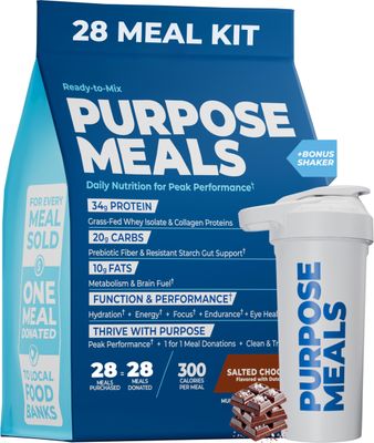 Meal Replacement Shake, Grass Fed Whey Protein Isolate Collagen Peptides, Creatine Monohydrate, Electrolytes Powder, Prebiotics, Organic Mushrooms, Nootropic Energy Drink 28 Meals Salted Chocolate