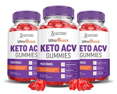 3 Pack Ultra Quick Keto ACV Gummies Advanced Formula 1000MG Ultraquick Keto Gummies Apple Cider Vinegar Formulated with Pomegranate Beet Juice Powder B12 Vegan Non GMO 180 Gummys
