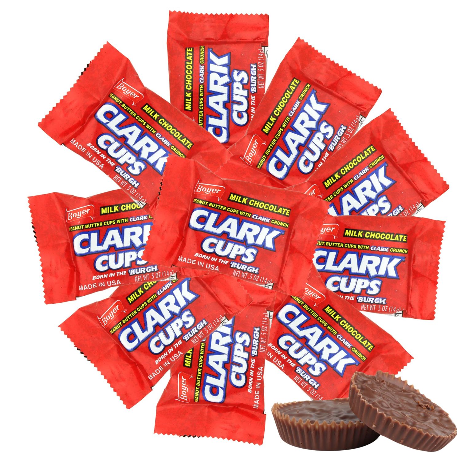 Sweetzo - Boyer Clark Cups, Milk Chocolate Peanut Butter Candies, Individually Wrapped Pieces, 0.5 Ounces Each Pack of 10