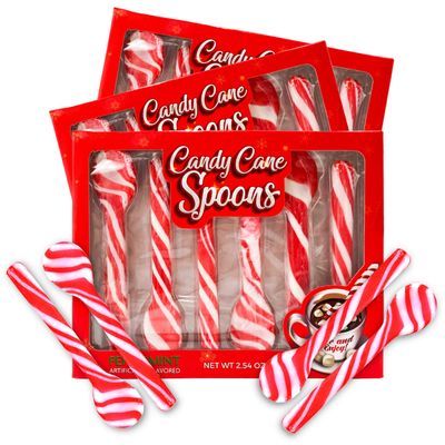 Needzo Candy Cane Peppermint Spoons, Edible Stirring Sticks for Hot Chocolate Beverages, Cocoa, Tea, Coffee, Stocking Stuffers Holiday Gifts, 3 Pack, 2.54 Ounces Each