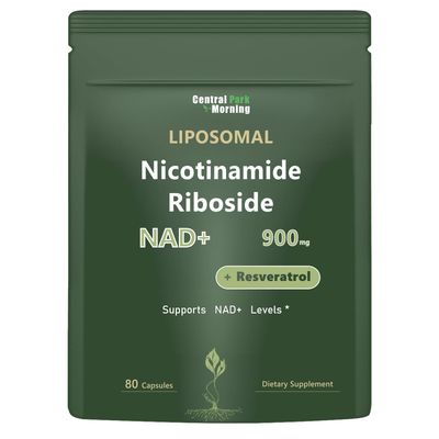 Central Park Morning NAD Supplement - Liposomal Nicotinamide Riboside Supplement, NAD Nicotinamide Riboside Resveratrol 900mg for Anti-Aging, Energy, 80 Capsules,
