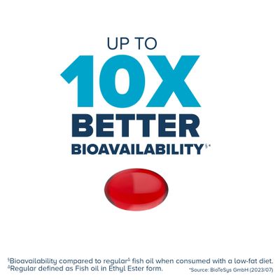 Qunol Advanced Omega 3 Krill and Fish Oil Complex, 10x Better Bioavailability, One Pill Dose, 250mg EPA DHA, Supports Brain, Eye, Heart and Joint Health, 90 Count Pack of 1