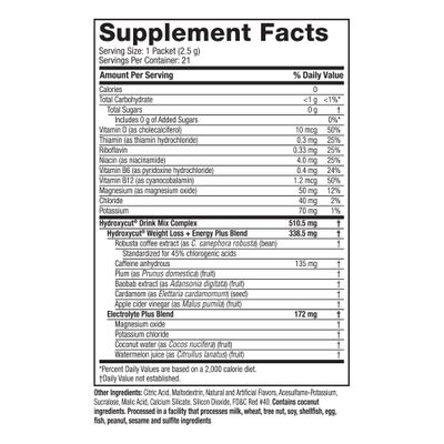 Hydroxycut Drink Mix, Wildberry Blast - 21 Travel-Size Packets - Zero Calories, Zero Sugar - Boost Metabolism, Burn Calories, Increase Energy - For Women Men