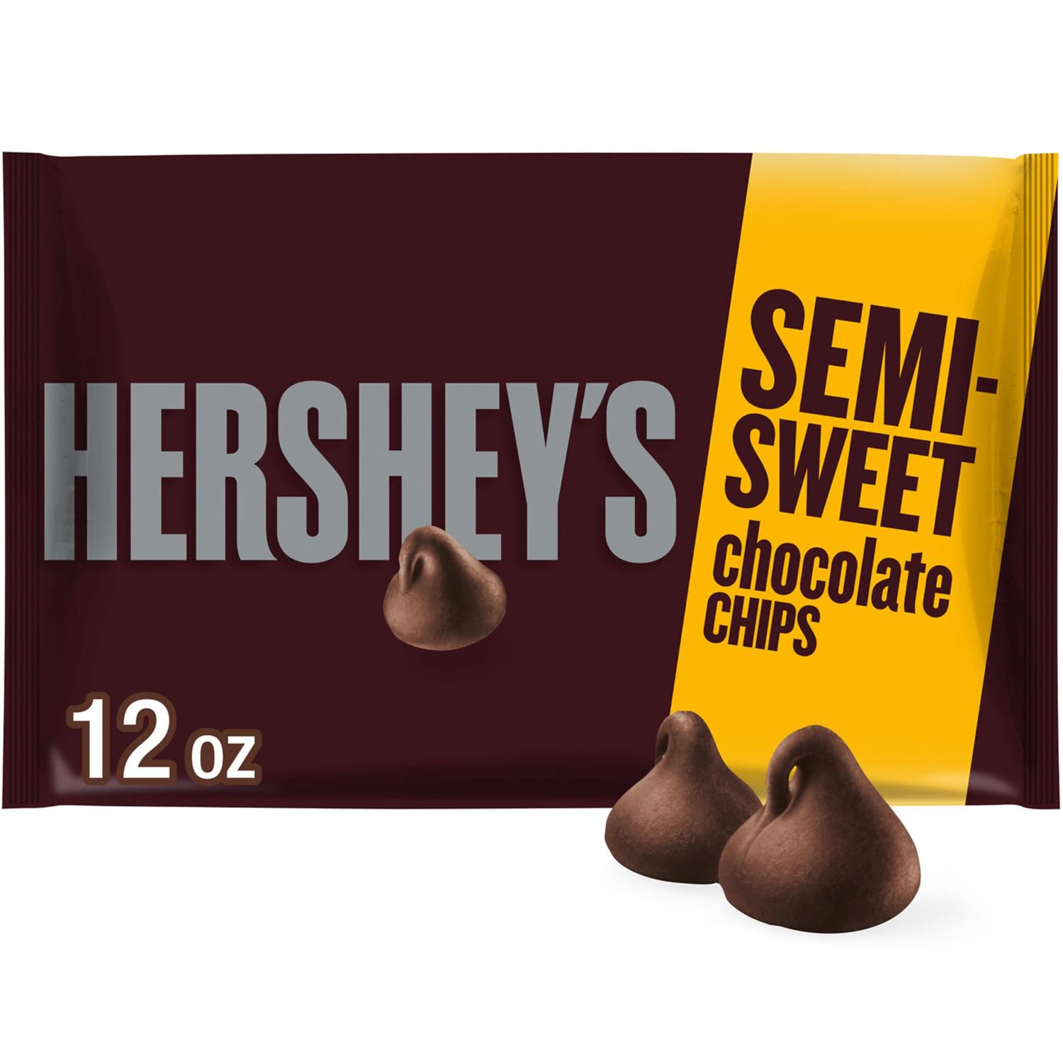 HERSHEYS Semi-Sweet Chocolate Baking Chips Bag, 12 oz