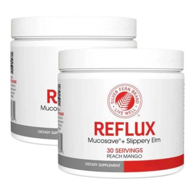 Reflux Digestive Supplement - Peach Mango Flavor - Each Tub 30 Scoops 30 Servings - Mucosal Support for Acid Issues - with Mucosave FG and Slippery Elm Bark 2 Tubs
