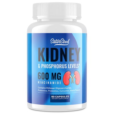 Kidney Support Supplement - Kidney Cleanse Detox Repair with Chitosan Oligosaccharide, Niacinamide 600mg, Curcumin, Black Pepper, Prebiotics Probiotics - Kidney Phosphorus Levels - 60 Capsules