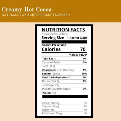 Nutmeg State Nutrition - Creamy Hot Chocolate - Low Carb, KETO Friendly, Instant Mix with 12g Protein, Low Sugar, Diabetic Friendly, Low Calorie, Low Fat 7 Count Hot Cocoa, 1 Pack