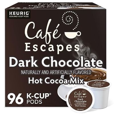 Cafe Escapes Dark Chocolate Hot Cocoa, Keurig Single-Serve K-Cup Pods, 96 Count