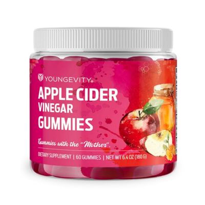 Youngevity Apple Cider Vinegar Gummies 500mg wRaw ACV from The Mother, Detox Cleanse and Support Immunity, - 60 Gummy Vitamins