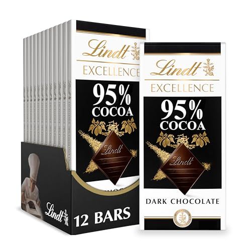 Lindt EXCELLENCE 95 Cocoa Dark Chocolate Bar, Dark Chocolate Candy, 2.8 oz. 12 Pack