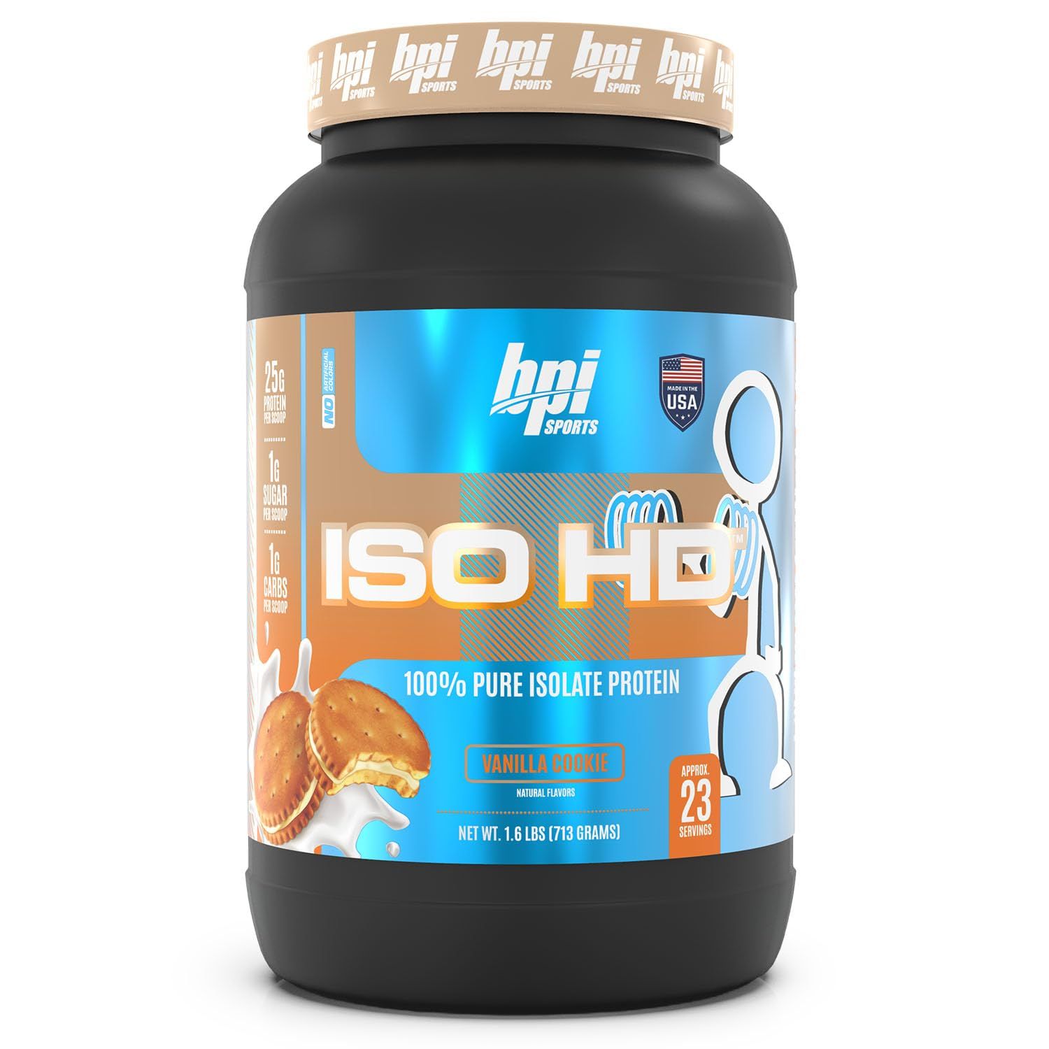 BPI Sports Iso Hd - 100 Whey protein isolates - Muscle Growth, Recovery, Weight Loss, Meal Replacement - Zero Sugar, Low Carb, Low Calorie - for Men Women - Vanilla Cookie, 25.6 oz