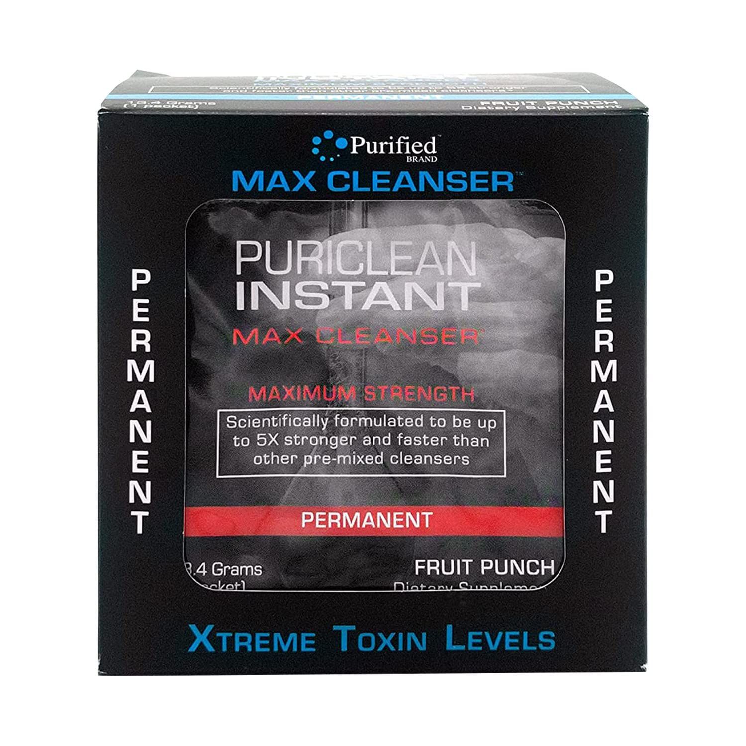 Wellgenix Puriclean Instant Max Cleanser - 7 Day Detox, Fruit Punch Flavor Powder, Full Body System Cleanse, Premium Toxin Removal for Liver, Urinary Tract, Kidney, Digestive System, 7 Packets