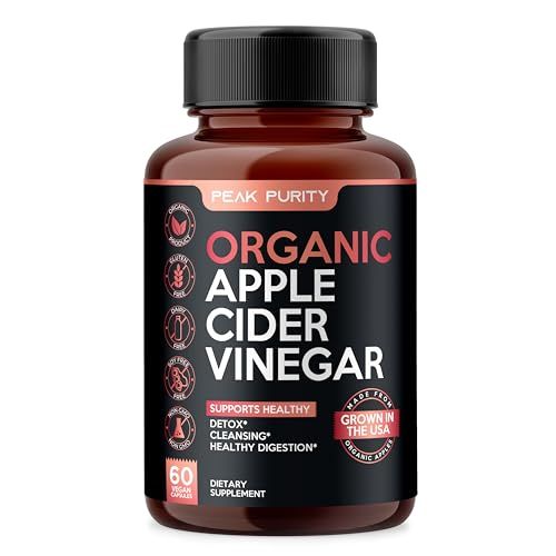 100 Organic Raw Apple Cider Vinegar Capsules - Natural Detox Gut Cleanse Healthy Digestion - Tasteless Easy to Swallow - Extra Strength ACV Pills - 1000 mg
