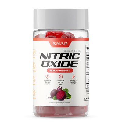 Snap Supplements Beet Root Gummies, Nitric Oxide Supplement with Organic Beets, Vitamins, Pomegranate and Antioxidants for Energy, Circulation Support, 60 Sugar Free Gummies, Peach
