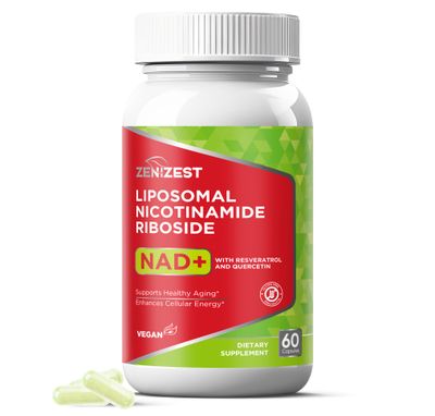 ZeniZest NAD Supplement NMN Alternative - Liposomal Nicotinamide Riboside with Resveratrol Quercetin for Anti Aging Cell Regeneration Energy Focus for Men Women