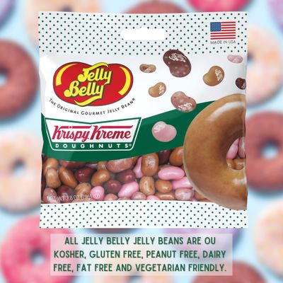 Needzo Krispy Kreme Jelly Beans Gourmet Easter Candy, Assorted Donut Flavored Chewy Candies and Fat Free Treats, Jelly Bean 2.8 Ounce Grab N Go Bag, Pack of 2