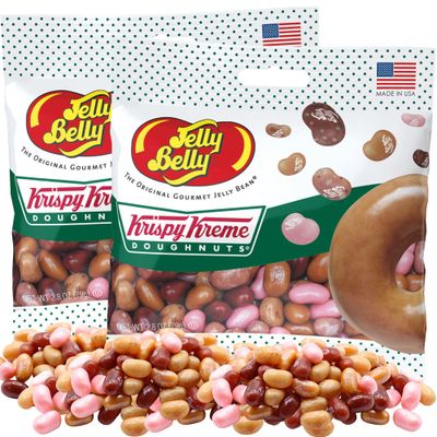 Needzo Krispy Kreme Jelly Beans Gourmet Easter Candy, Assorted Donut Flavored Chewy Candies and Fat Free Treats, Jelly Bean 2.8 Ounce Grab N Go Bag, Pack of 2