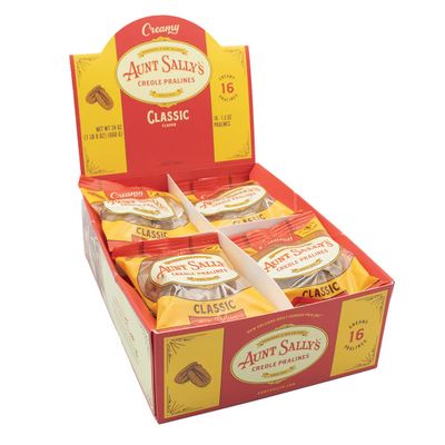 Aunt Sallys Creamy Classic Pralines- 16 count box- New Orleans Most Famous Praline