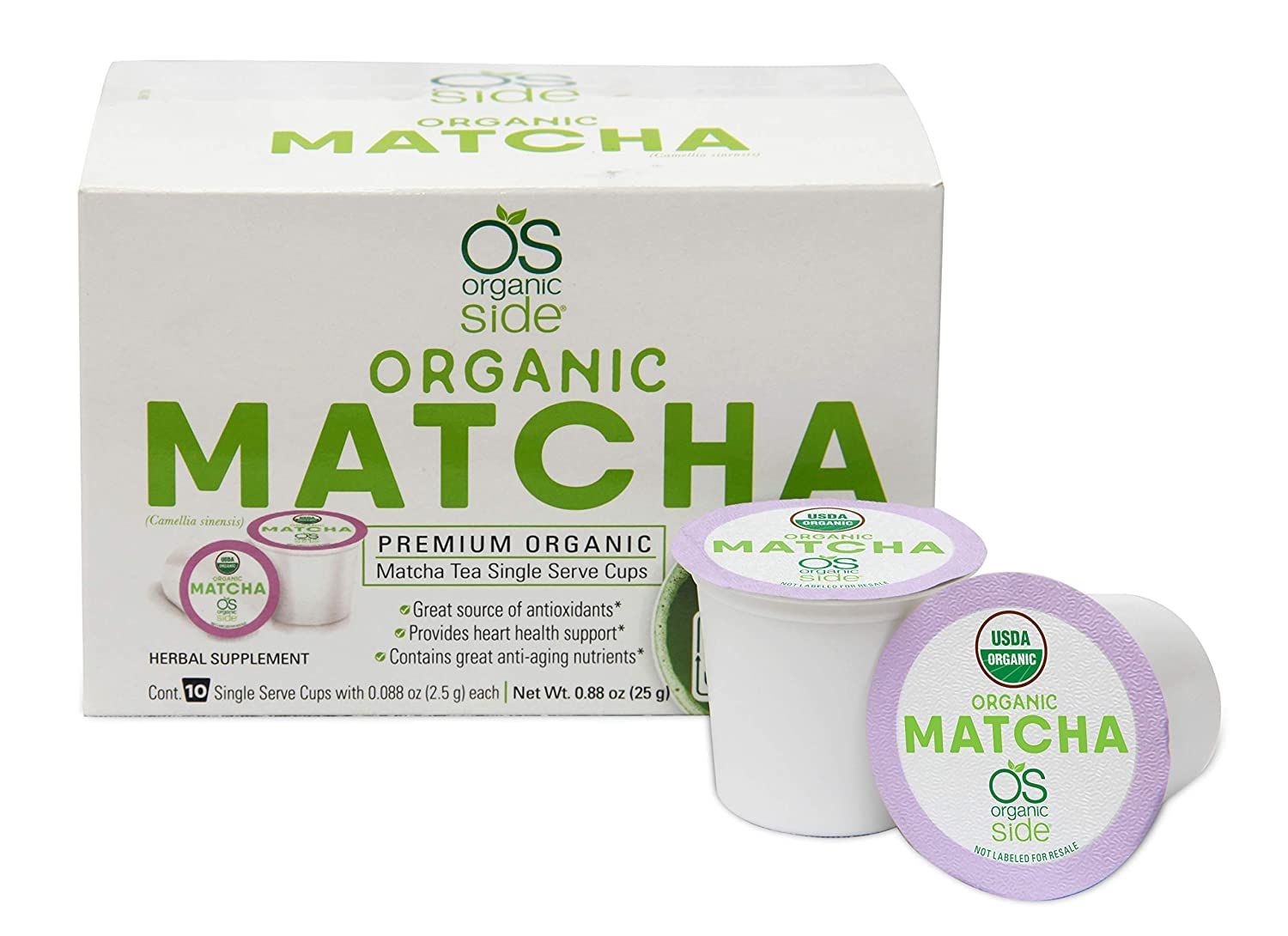 greenside Detox Herbal Tea Single Serve Cups Matcha - Contains Anti-aging nutrients and Antioxidants - Herbal Body Supplements - 10 Cups 3-gram Servingcup