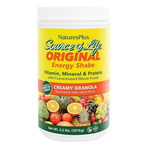 Natures Plus Source of Life Energy Shake, Creamy Granola - 2.2 lbs, Pack of 2 - Provides 13g Complete Protein, Vitamins Minerals - Non-GMO, Gluten Free, Vegetarian - 52 Total Servings
