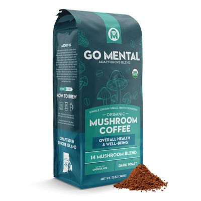 Organic 14 Mushroom Coffee Blend Dark Roast Organic Lions Mane, Chaga, Red Reishi and more Chocolate Notes, Enhances Overall Health, Immune Support And Wellbeing, Ground 12 oz Bag