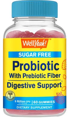 Sugar Free Probiotic with Prebiotic Gummies 5 Billion CFU - Digestive Support, Gut Health, and Vaginal Support - Shelf Stable Probiotic Gummy, Prebiotics and Probiotics for Women and Men - 60 Count