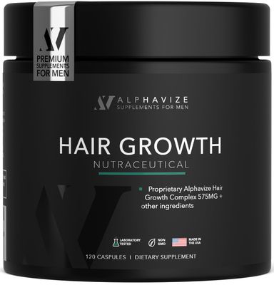 DHT Blocker Hair Growth Peptide Supplement for Men - 28 Ingredient Dermatologist Recommended Formula with Saw Palmetto, Supports Thicker Hair, Stops Hair Loss, 120 Capsules