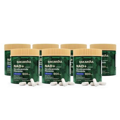 BAKAKOUL NAD Supplement - Liposomal Nicotinamide Riboside, Resveratrol, Quercetin, NAD Nicotinamide Riboside Resveratrol 900mg, NAD Supplement for Men and Women, 80 Capsules 7 Pack
