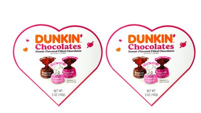 Dunkin Chocolates Heart Boxes, 2 Pack, Gift For Him or Her, by Frankford Candy