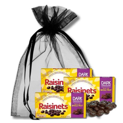 Dark Chocolate Raisinets - Classic Chocolate Covered Raisin Candies - Gift Pack of 3, 3.1 oz. Movie Theater Boxes By Lyzas Sweets Treats