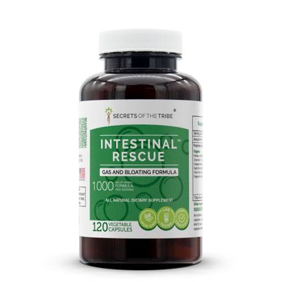 Secrets of the Tribe - Intestinal Rescue, Gas and Bloating Formula, Herbal Supplement Blend 120 Capsules