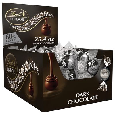 Lindt LINDOR 60 Dark Chocolate Truffles, Dark Chocolate Candy with Smooth, Melting Truffle Center, 25.4 oz., 60 Count